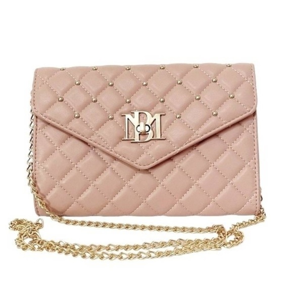 Badgley Mischka Handbags - Badgley Mischka Vegan Leather Purse Diamond Quilted Blush Pink Crossbody